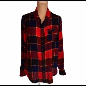 Lucky Brand Red Navy Plaid Button-Down Shirt